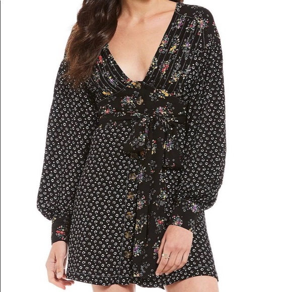 Free People printed long sleeves mini dress NWOT - Picture 3 of 8